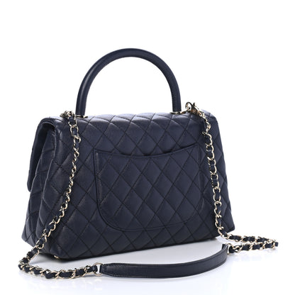 Chanel Caviar Quilted Small Coco Handle Flap Navy 1 of 4