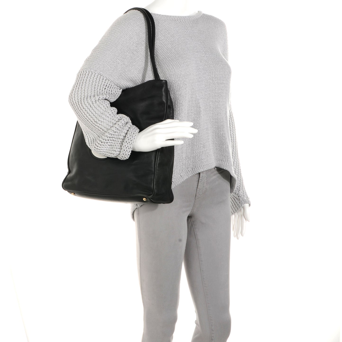 Lambskin Camellia Tote Black