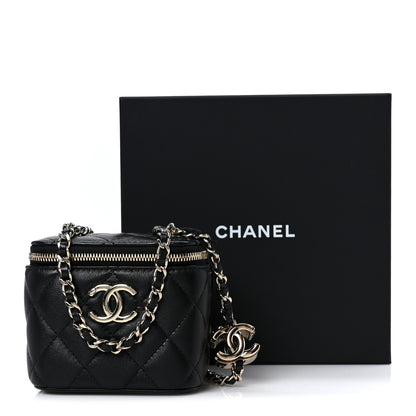 Chanel Lambskin Quilted Mini CC Crush Vanity Case With Chain Black 11 of 11