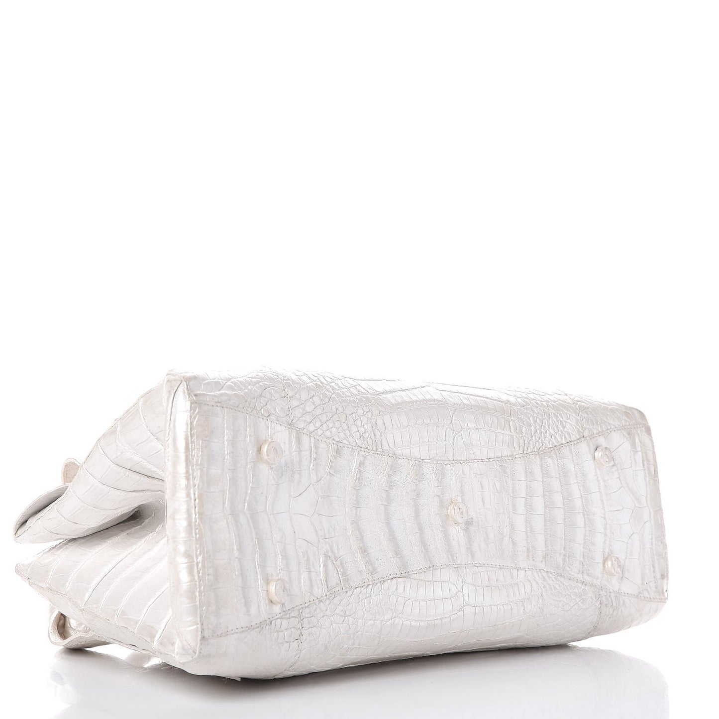 Metallic Crocodile Tote Light Silver