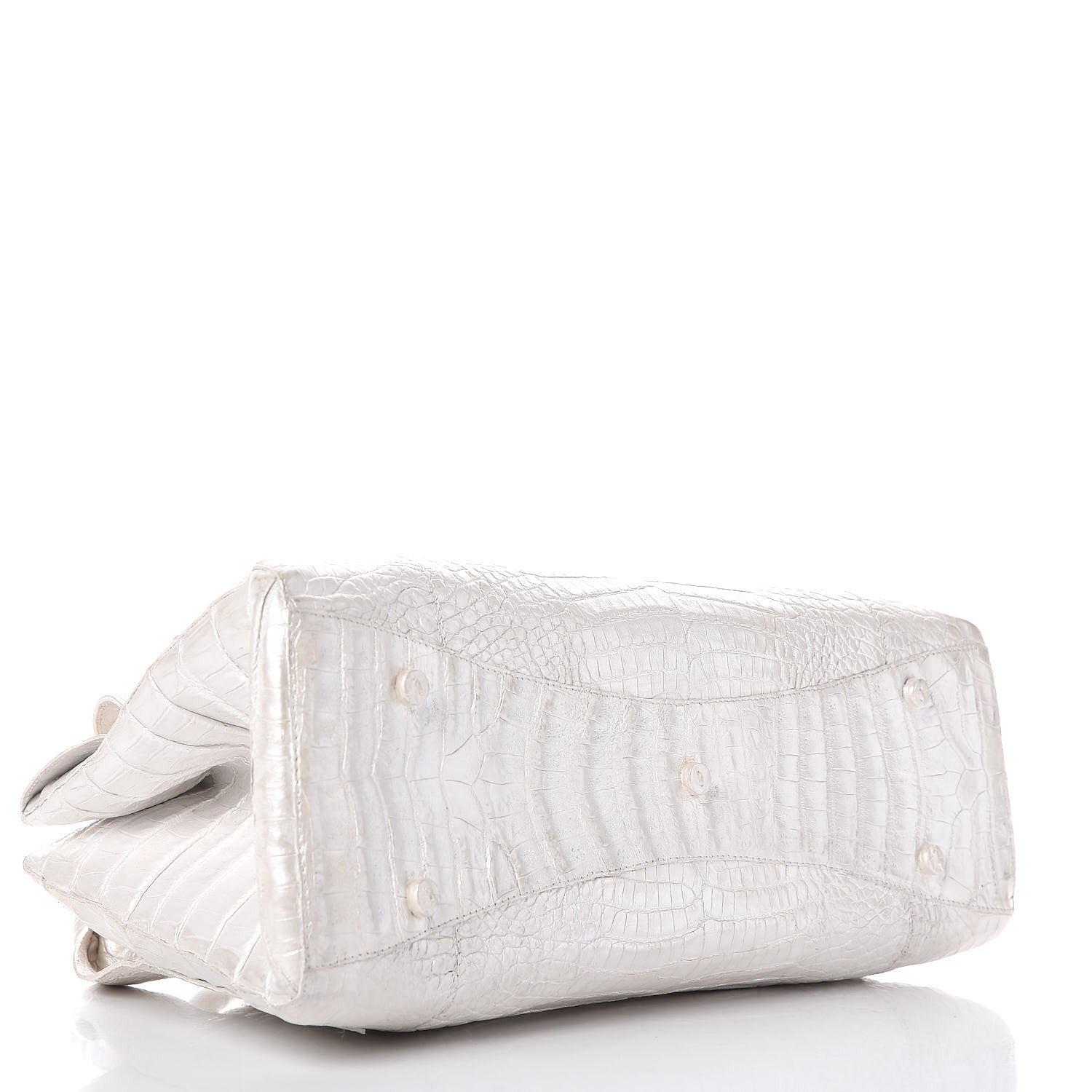 Nancy Gonzalez Metallic Crocodile Tote Light Silver 4 of 13