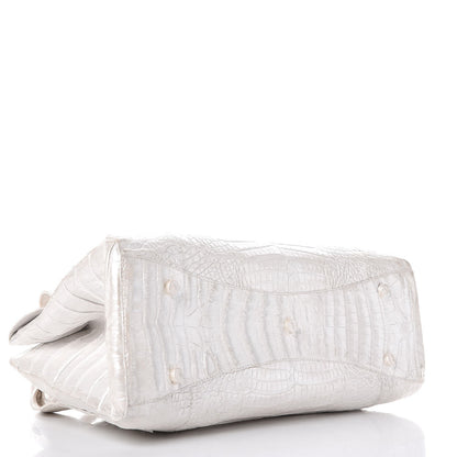Nancy Gonzalez Metallic Crocodile Tote Light Silver 4 of 13