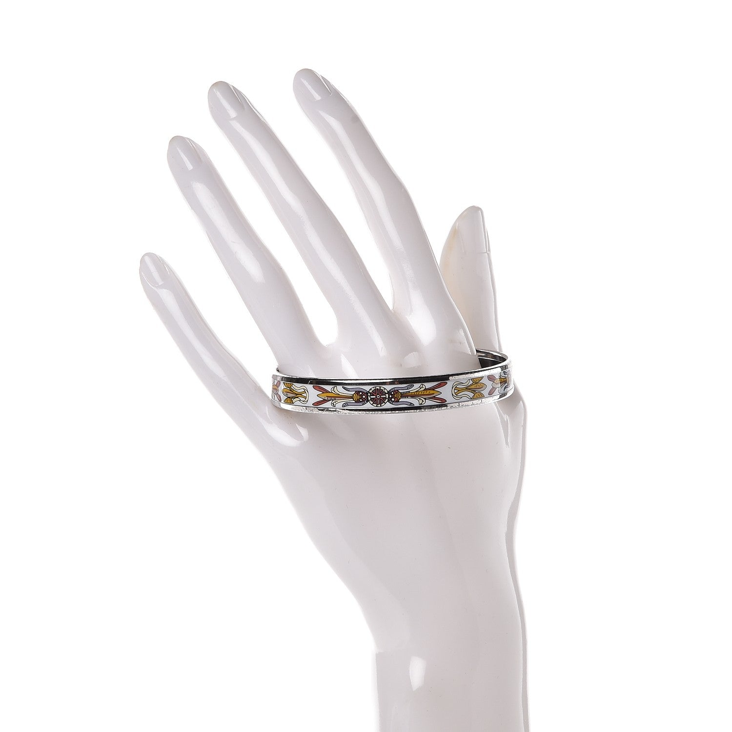 Hermes Enamel Printed Narrow Bracelet 65 White 2 of 7