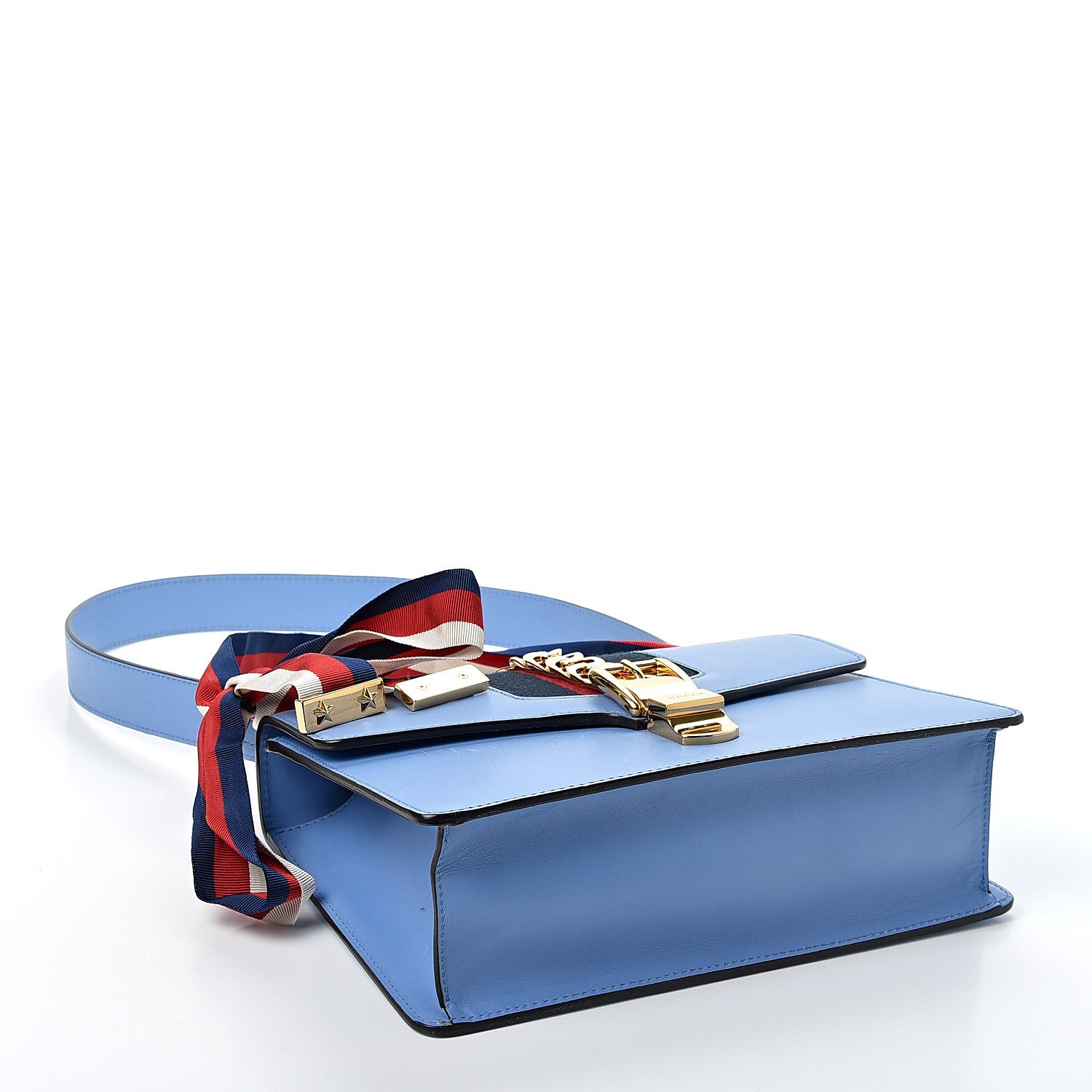 Gucci Calfskin Small Sylvie Shoulder Bag Clear Sky Blue 3 of 10