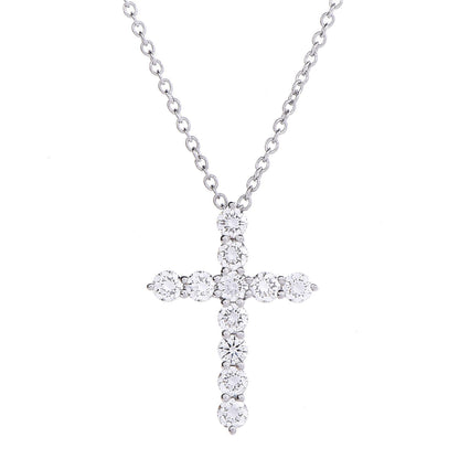 Tiffany Platinum Diamond Small Cross Pendant Necklace 4 of 8