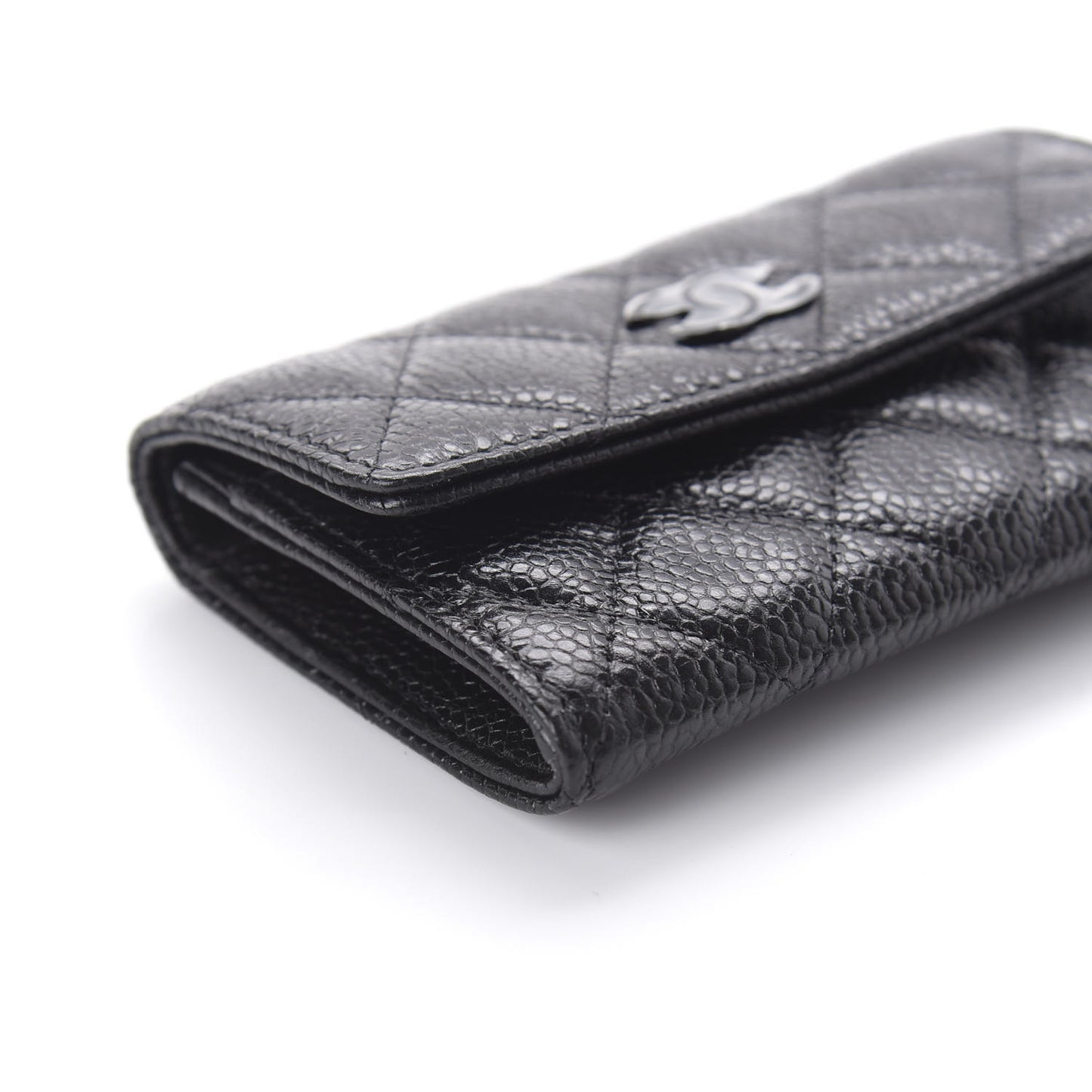 Caviar Quilted Incognito Flap Card Holder Black