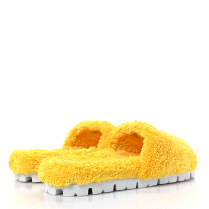 Prada Terry Cloth Logo Lug Sole 20mm Slide Sandals 41 Giallo Black 4 of 9