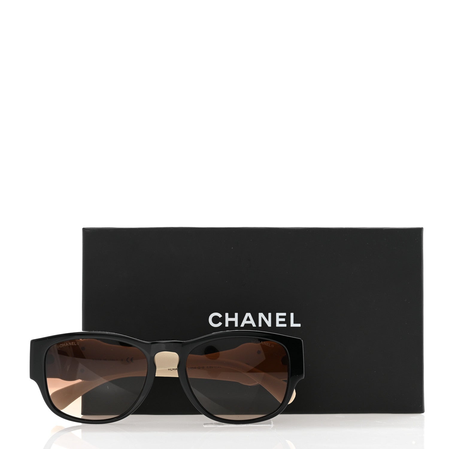 Chanel Acetate Lambskin Crystal Baguette Chain CC Sunglasses 5454-Q-B Black Beige 9 of 9