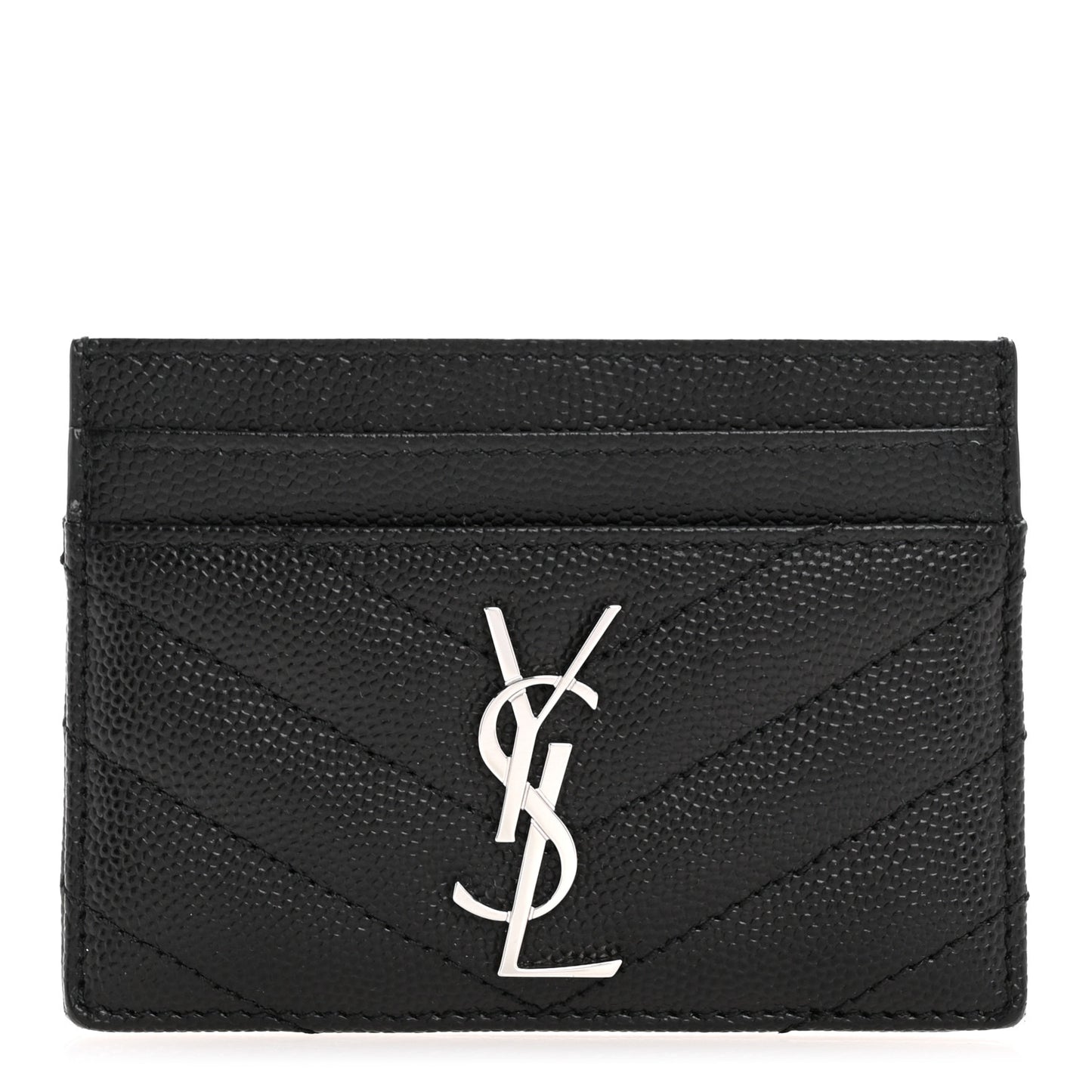 Grain De Poudre Matelasse Chevron Monogram Credit Card Case Black