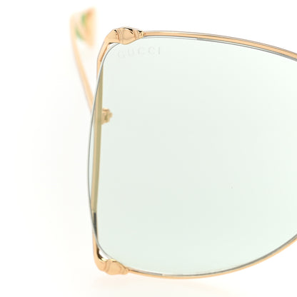 Gucci Oversized Round Sunglasses GG0252S Gold Green 8 of 8