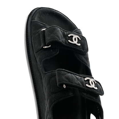Chanel Mixed Fibers Velcro Dad Sandals 39.5 Black 10 of 15