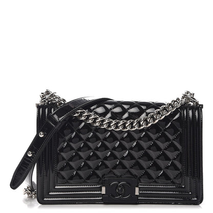 Chanel Patent Calfskin Quilted Medium Plexiglass Boy Flap Black 1 of 9
