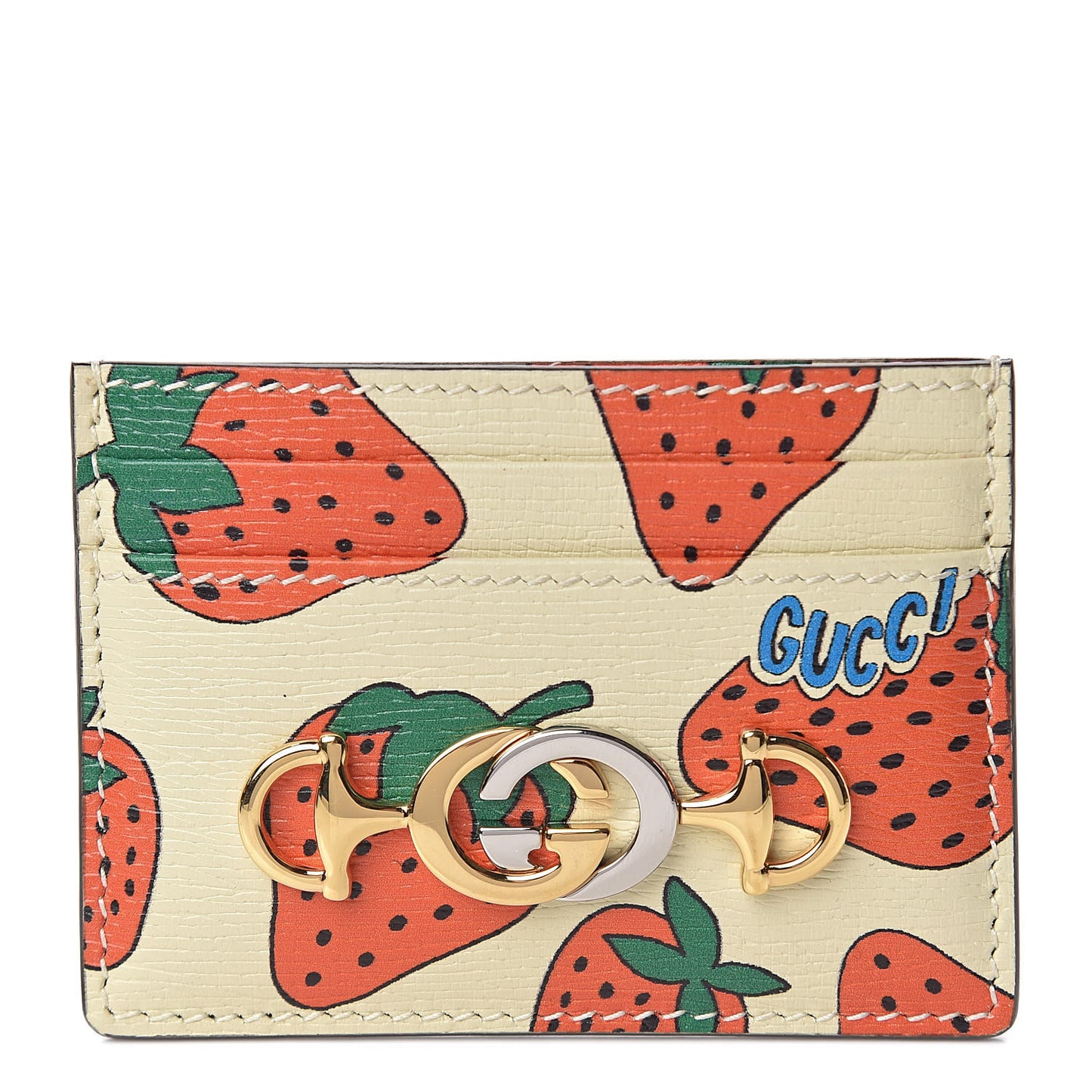 Calfskin Strawberry Print Zumi Case Case Ivory Red