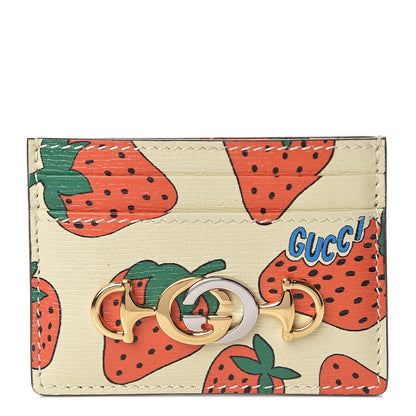 Gucci Calfskin Strawberry Print Zumi Case Case Ivory Red 1 of 7