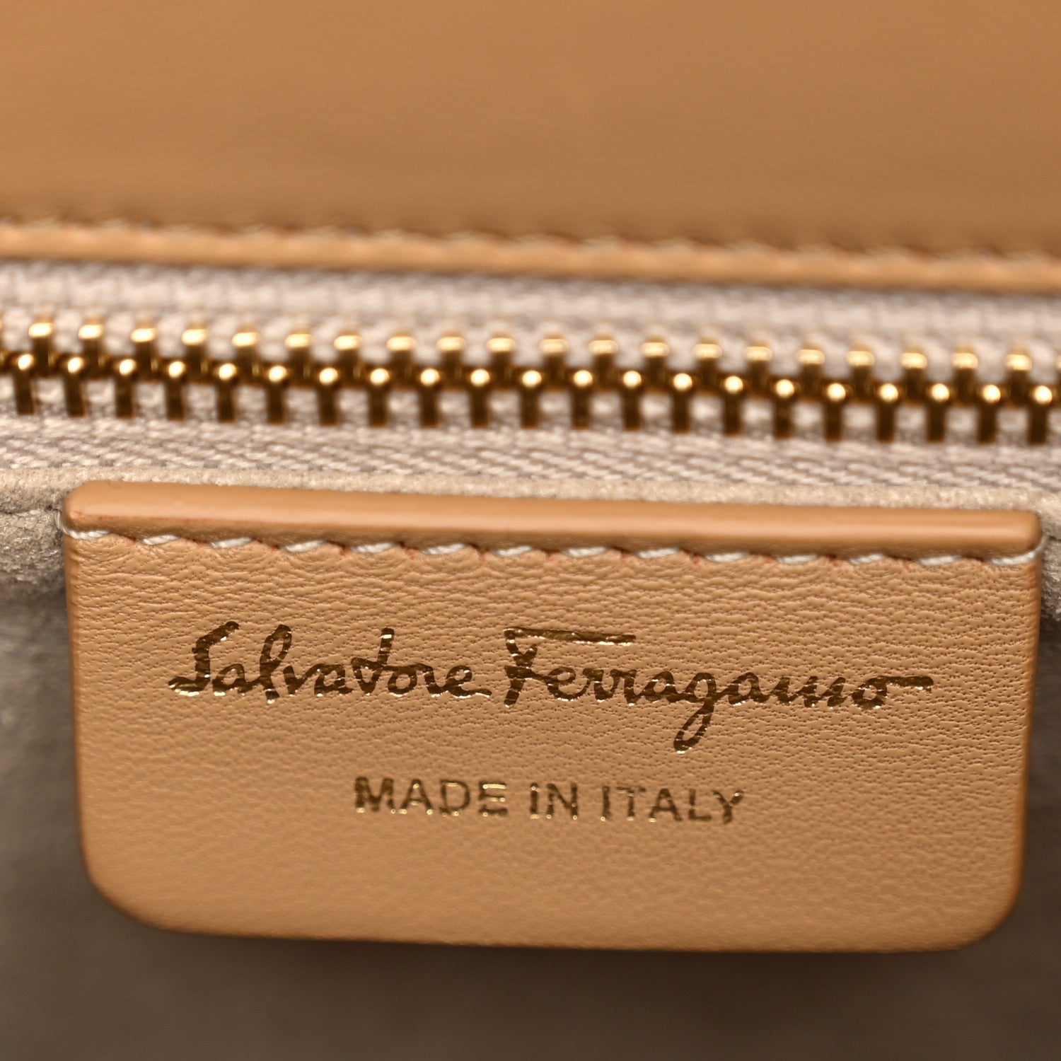 Salvatore Ferragamo Brushed Off Calfskin Small Iconic Top Handle Camel 6 of 10