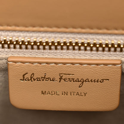 Salvatore Ferragamo Brushed Off Calfskin Small Iconic Top Handle Camel 6 of 10