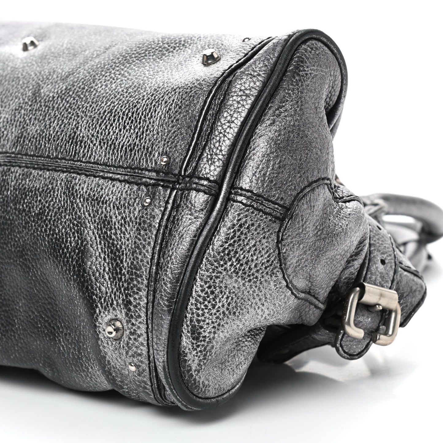 Metallic Calfskin Medium Paddington Satchel Silver