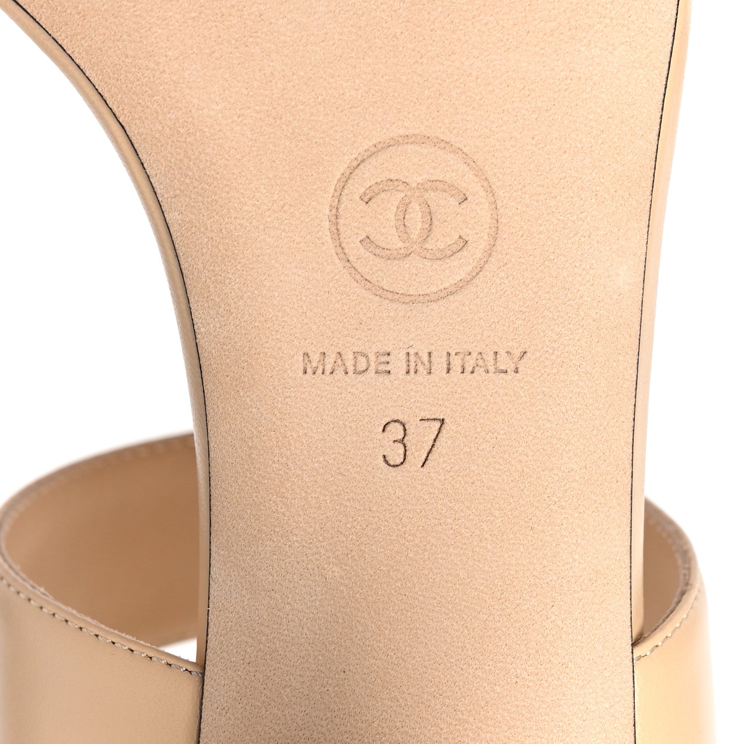 Chanel Lambskin Chain Sandals 37 Beige 6 of 8