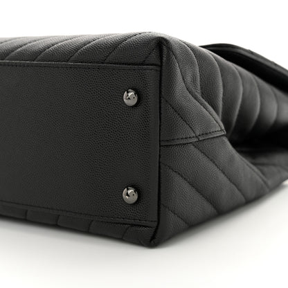 Chanel Caviar Chevron Quilted Medium Coco Handle Flap So Black 10 of 10