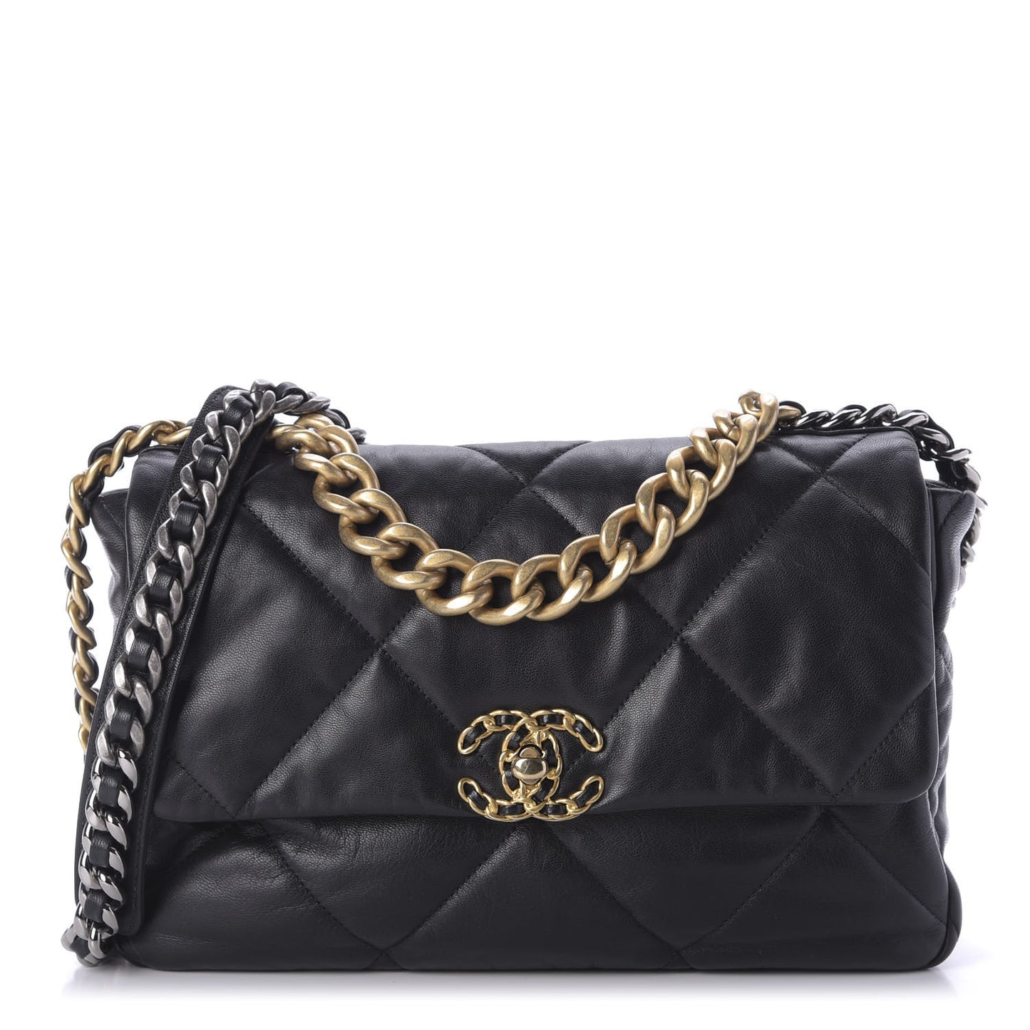 Goatskin Quilted Large 19 Flap Black