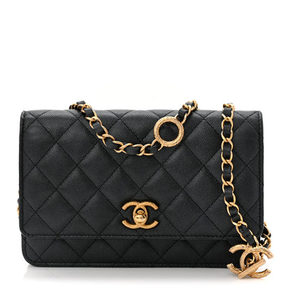 Chanel Pearly Caviar Quilted Fit For You Wallet On Chain WOC Black 1 of 11