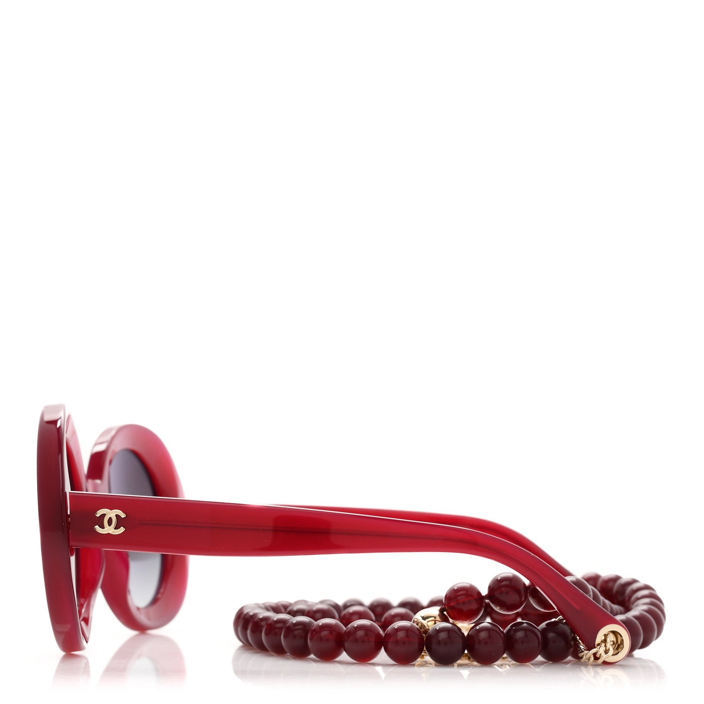 Acetate Round Chain Sunglasses 5489-A Burgundy
