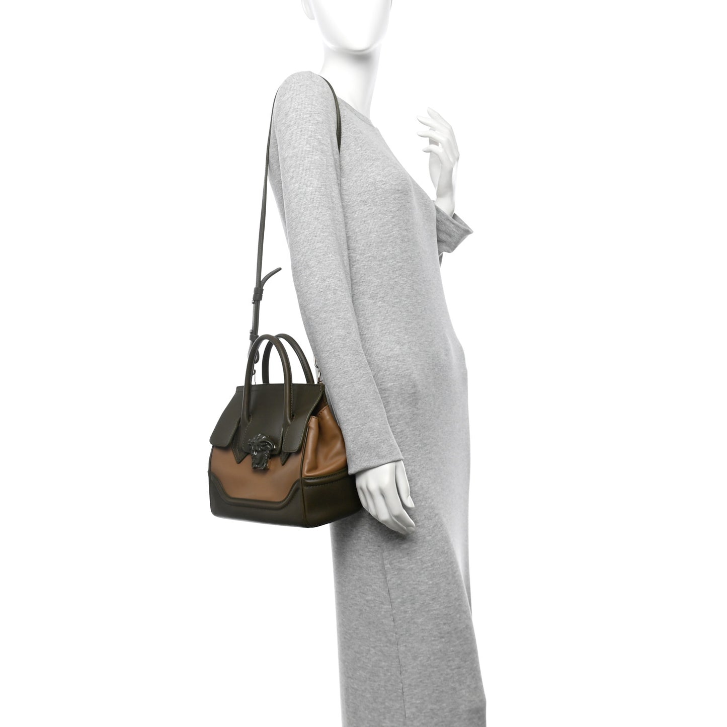 Calfskin Medium Palazzo Empire Bag Army Black Neutral