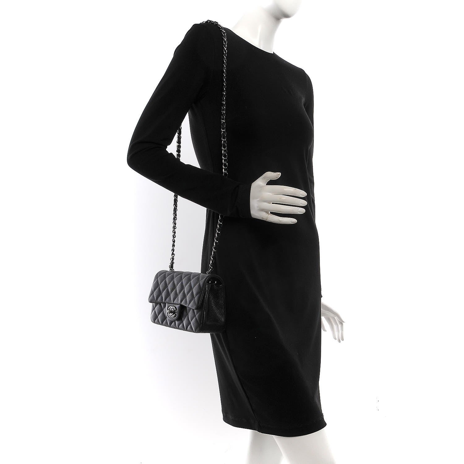 Chanel Iridescent Caviar Quilted Mini Rectangular Flap Black 2 of 8