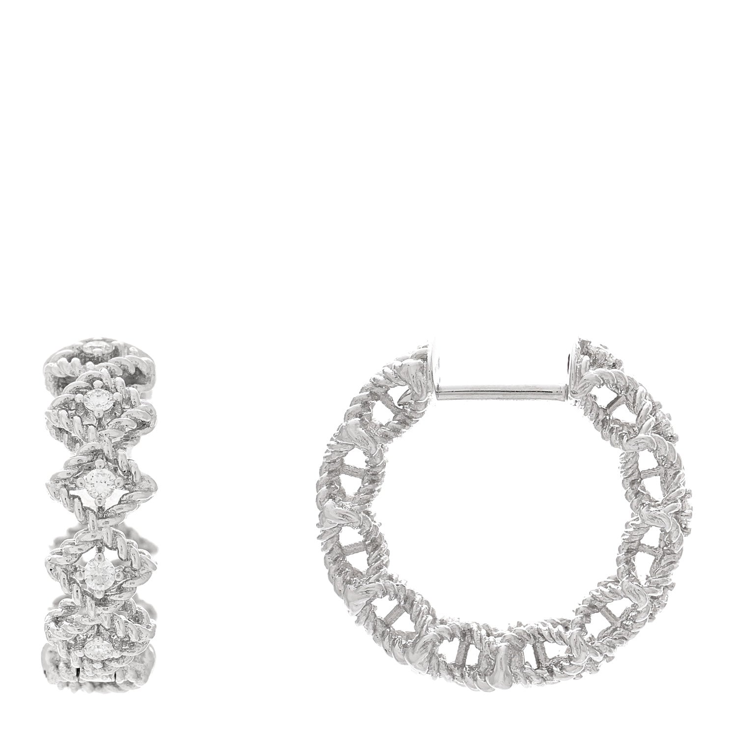 Roberto Coin 18K White Gold Diamond Barocco Hoop Earrings 1 of 4