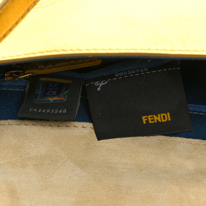 Fendi Metallic Calfskin Beaded Mink Studded Daisy Clutch Gold Multicolor 7 of 10