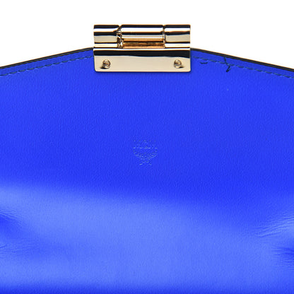 MCM Patent Two Tone Patricia Wallet On Chain Blue Neon Yellow 6 of 12