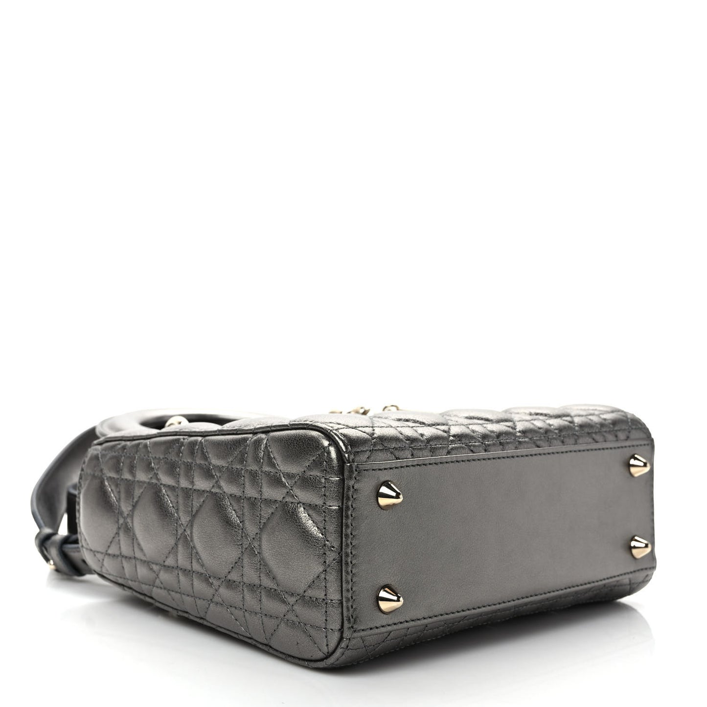 Lambskin Cannage Small My ABCDior Lady Dior Metallic Grey