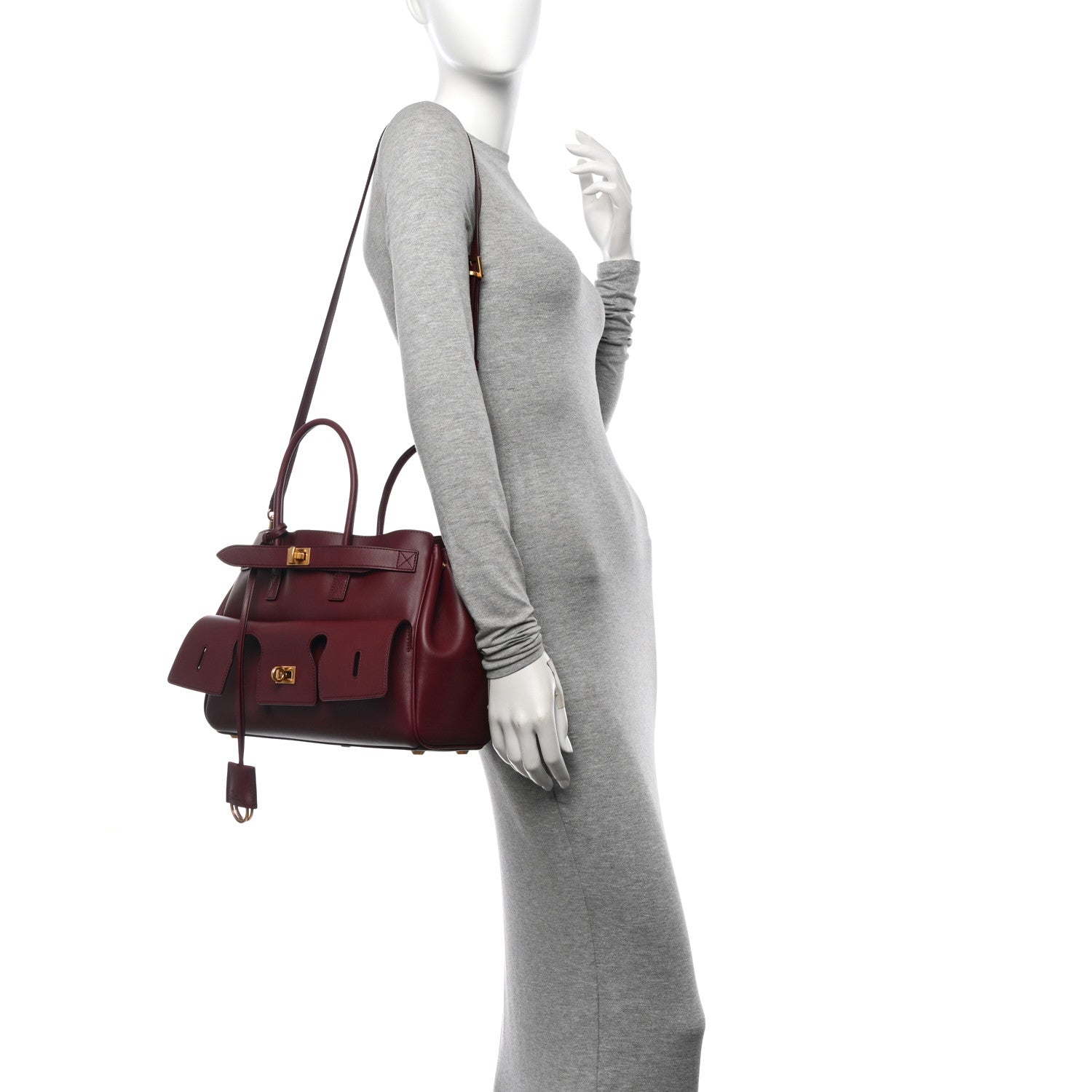 Balenciaga Smooth Calfskin Small Bel Air Carry All Bag Dark Burgundy 2 of 9