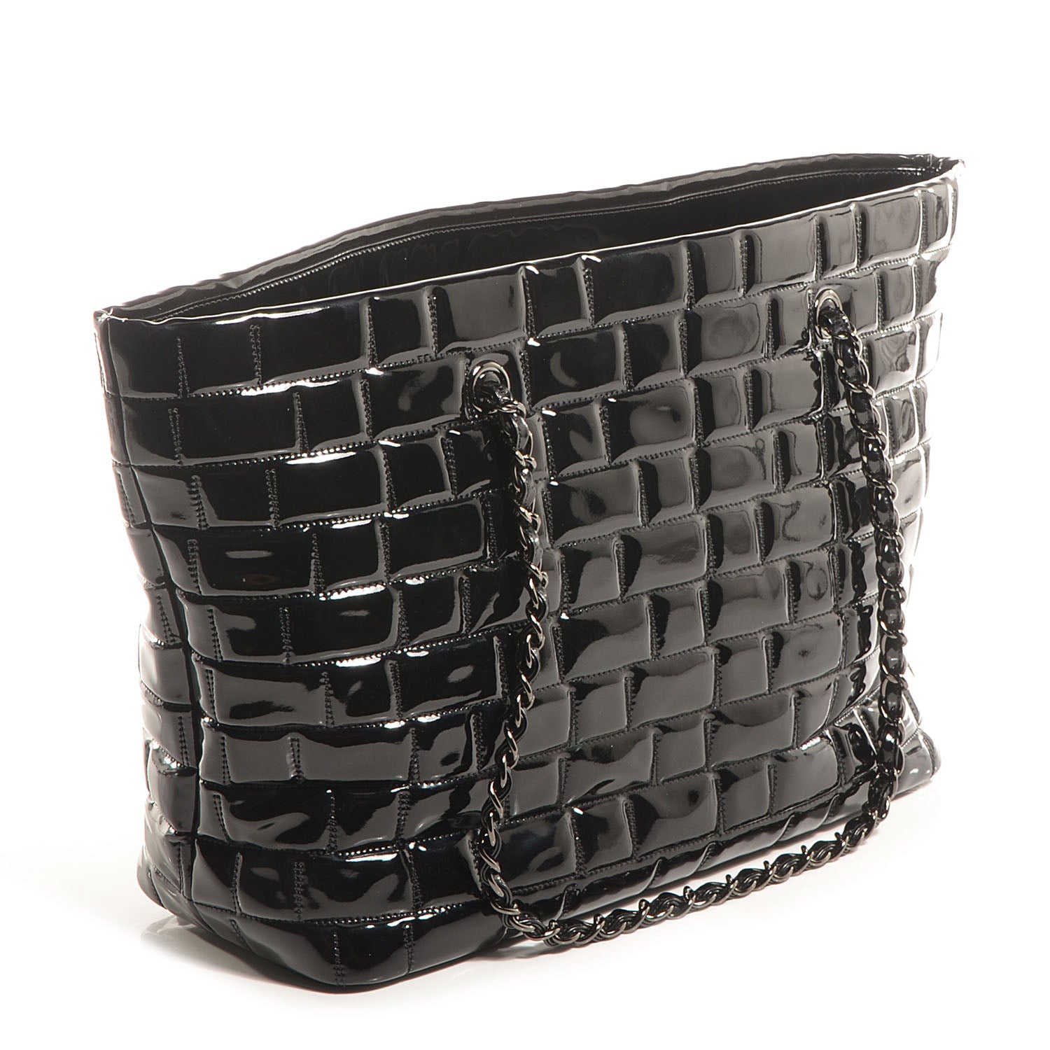 Chanel Vinyl Quilted Frozen Shopping Tote Black 3 of 7