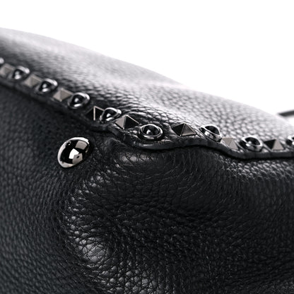 Valentino Garavani Grained Calfskin Onyx Medium Rockstud Rolling Tote Black 8 of 14