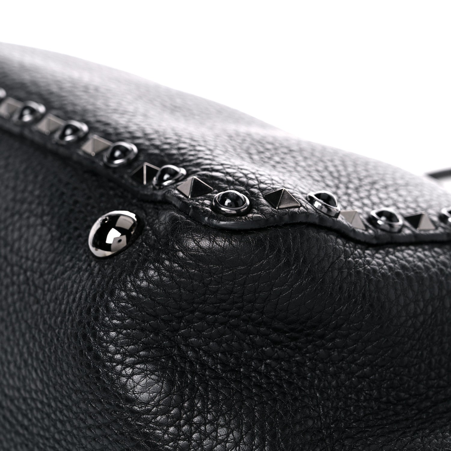 Valentino Garavani Grained Calfskin Onyx Medium Rockstud Rolling Tote Black 8 of 14