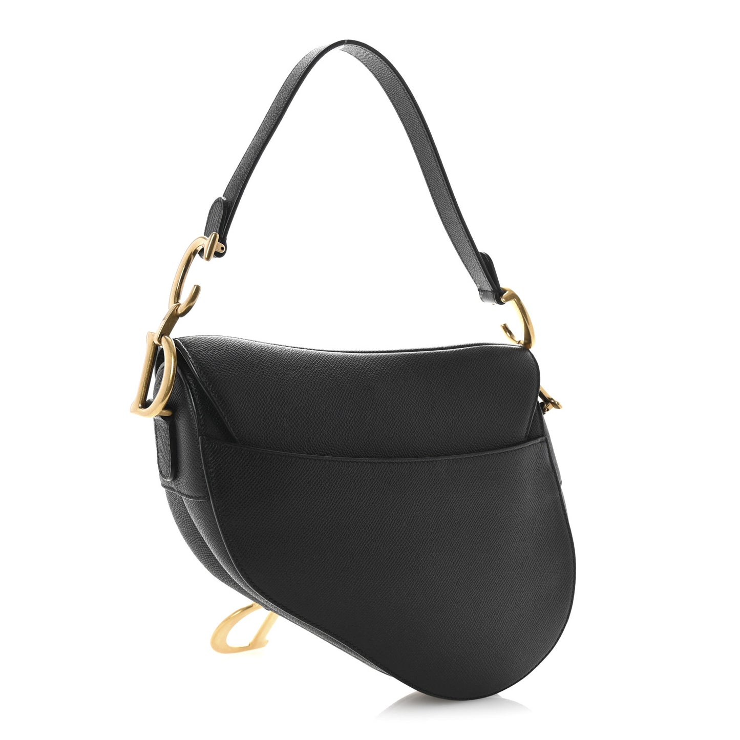 Grained Calfskin Saddle Bag Black
