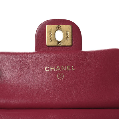 Chanel Calfskin Quilted Lady Handle Flap Card Holder With Chain Dark Pink 6 of 12