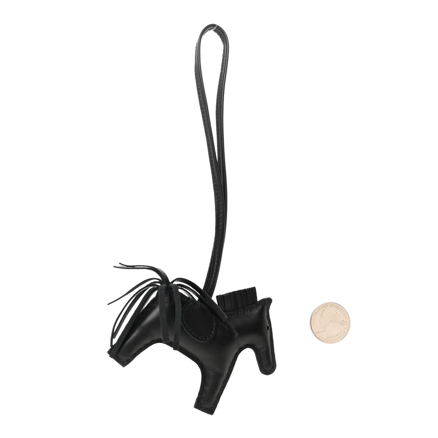 Hermes Milo Lambskin Grigri Rodeo Horse Bag Charm PM So Black 2 of 5