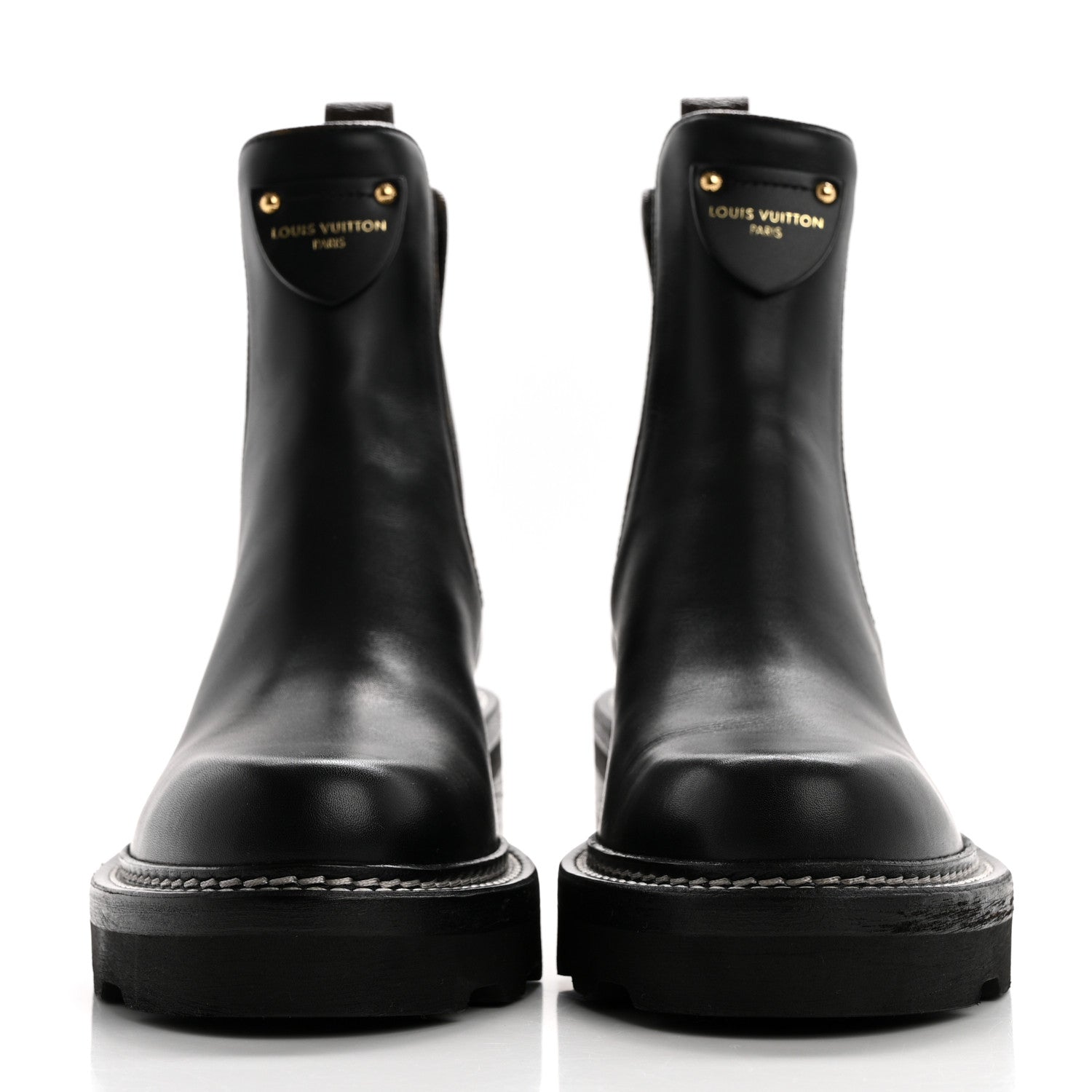 Louis Vuitton Calfskin Monogram Beaubourg Ankle Boots 37.5 Black 2 of 10