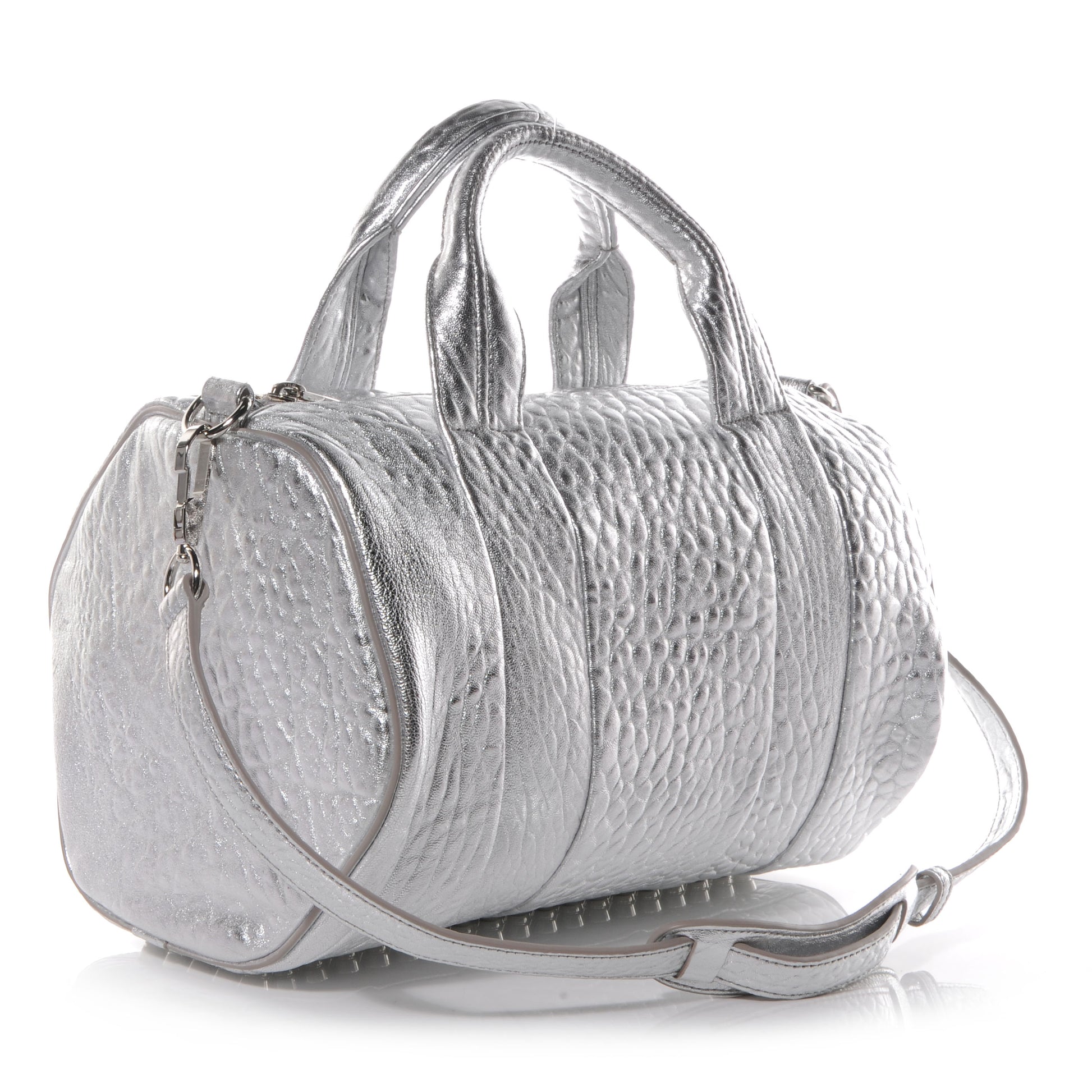 Alexander Wang Pebbled Leather Rocco Duffel Rhodium w Rhodium Hardware 3 of 7