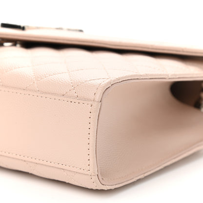 Saint Laurent Grain De Poudre Textured Mixed Matelasse Medium Triquilt Monogram Satchel Marble Pink 9 of 12