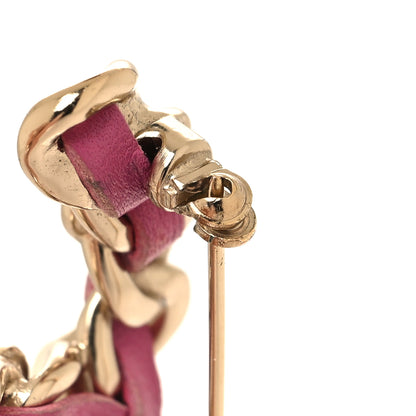 Chanel Lambskin Pearl Chain CC Brooch Pink Gold 4 of 4