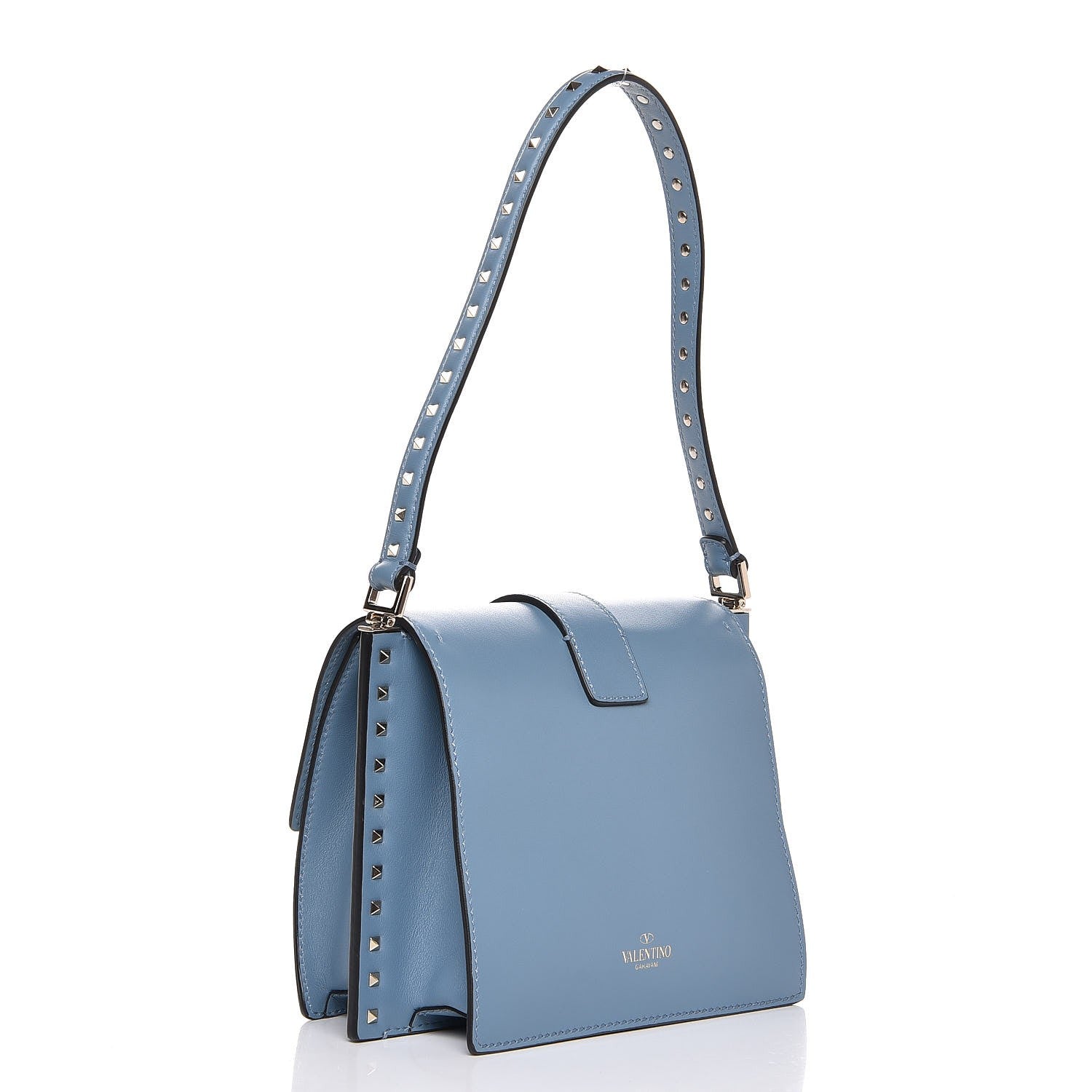 Valentino Garavani Calfskin Boxy Rockstud Trunk Shoulder Bag London Stone 3 of 6