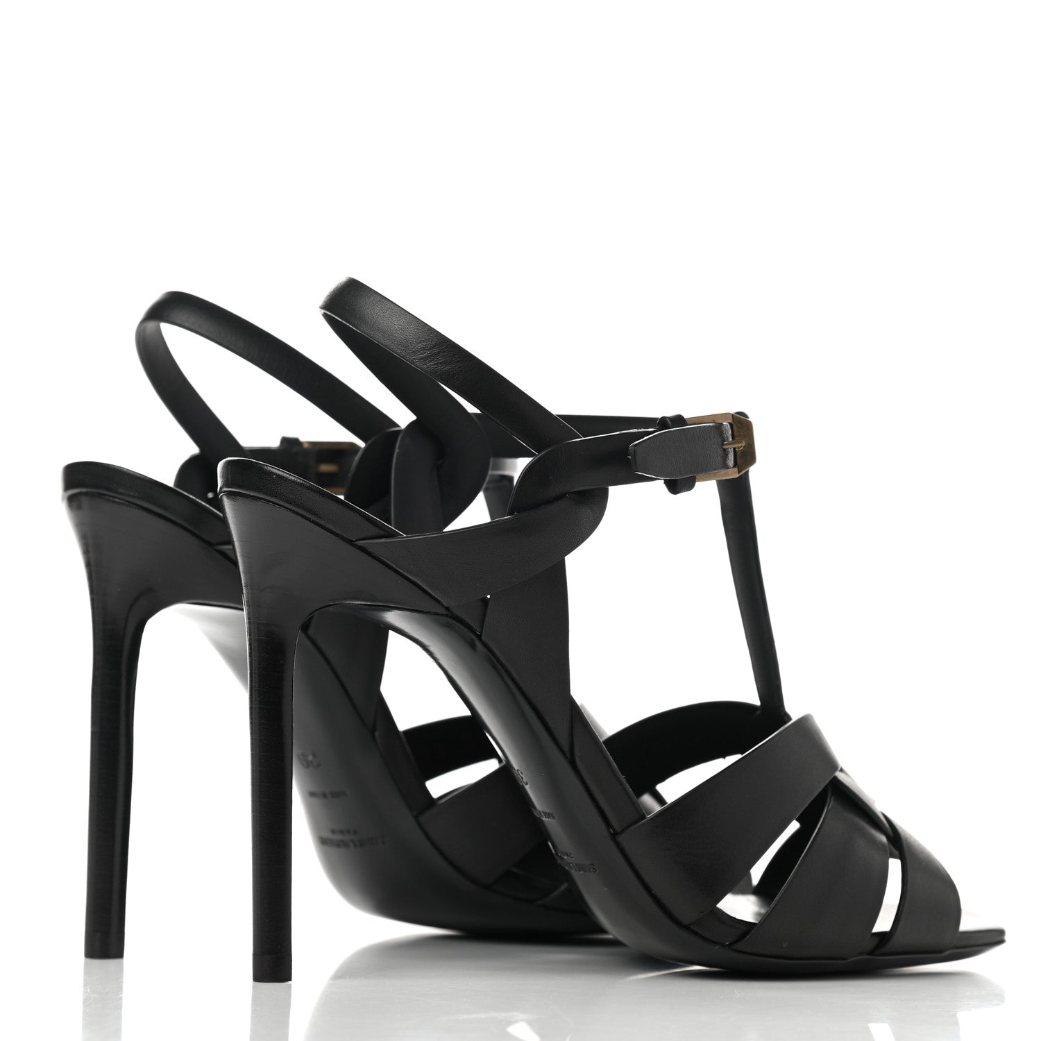 Saint Laurent Calfskin Tribute Sandals 39 Black 4 of 9