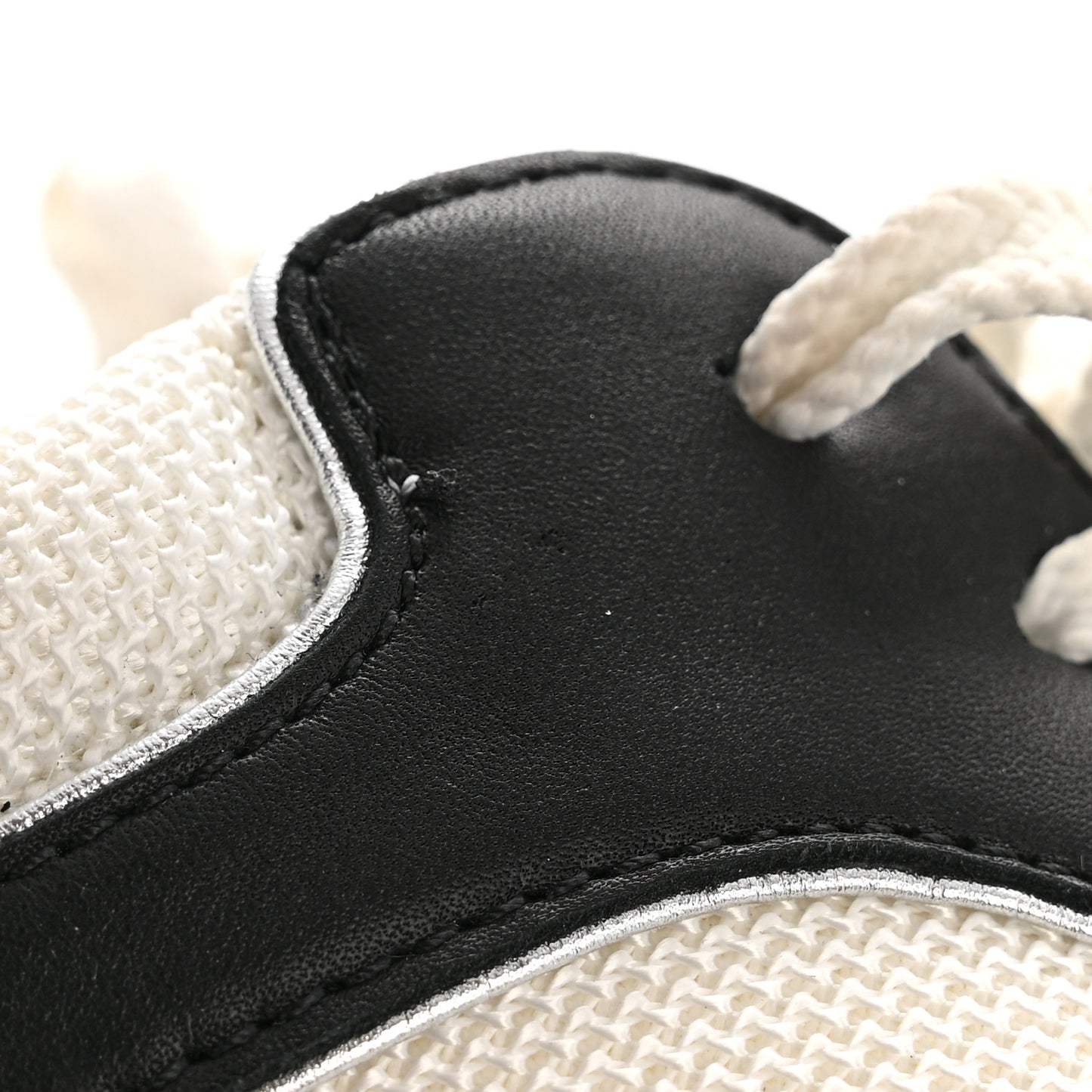Mesh Suede Calfskin Grained Calfskin Womens CC Sneakers 38 Black White Silver