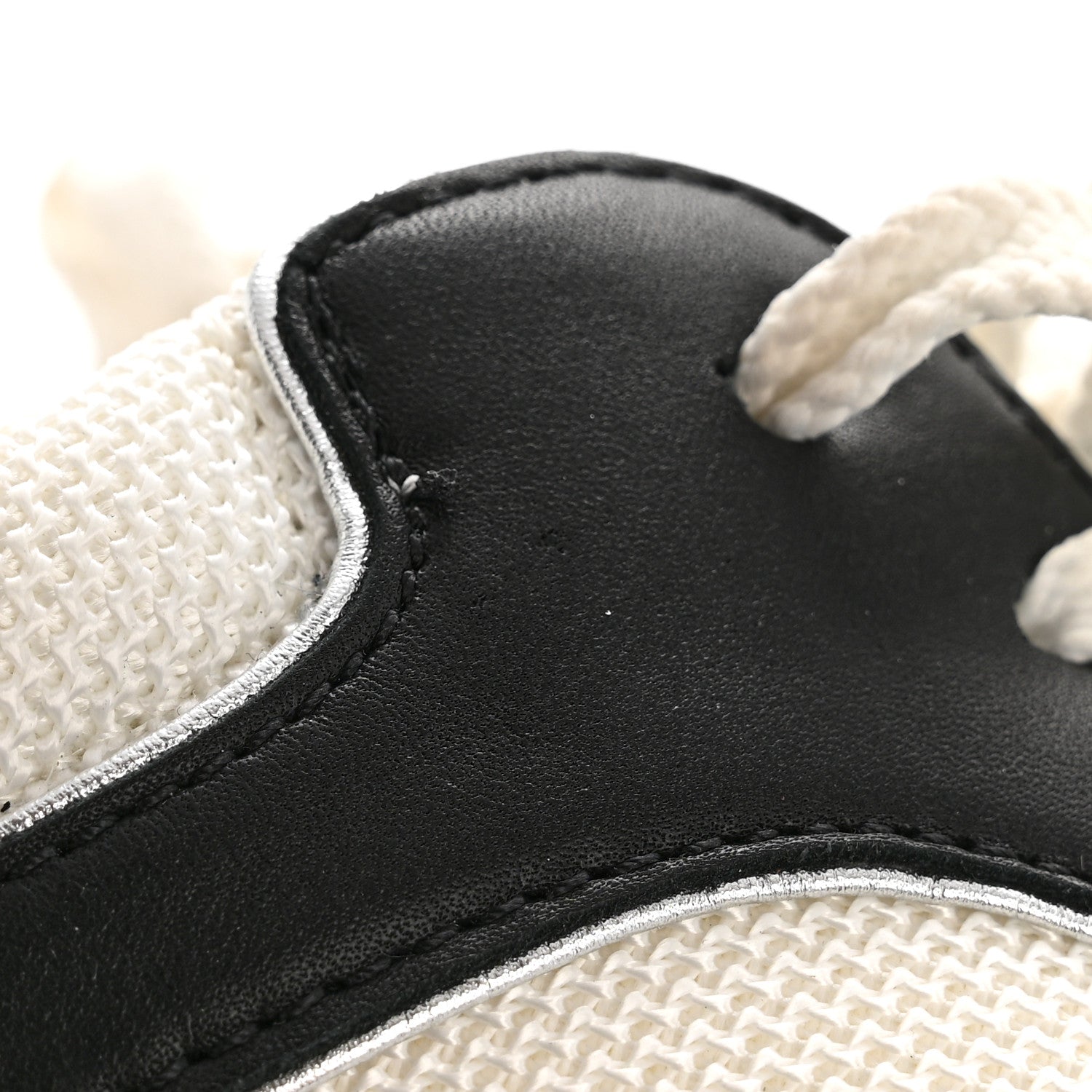 Chanel Mesh Suede Calfskin Grained Calfskin Womens CC Sneakers 38 Black White Silver 10 of 12