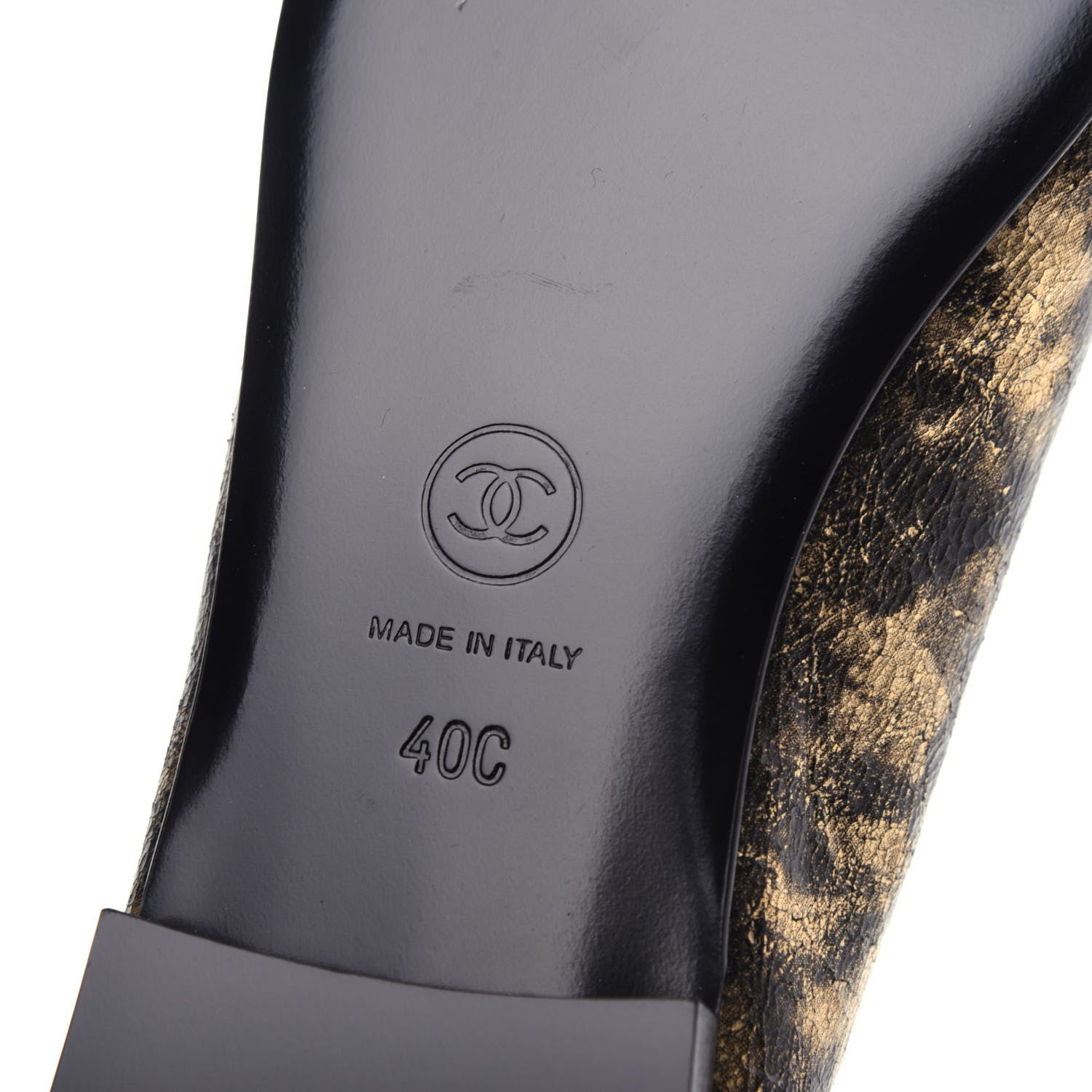Chanel Laminated Goatskin Cap Toe CC Ballerina Flats 40 Gold 7 of 8