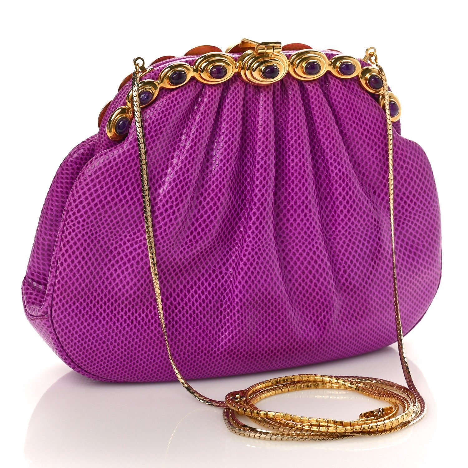 Judith Leiber Snakeskin Evening Bag Purple 3 of 8