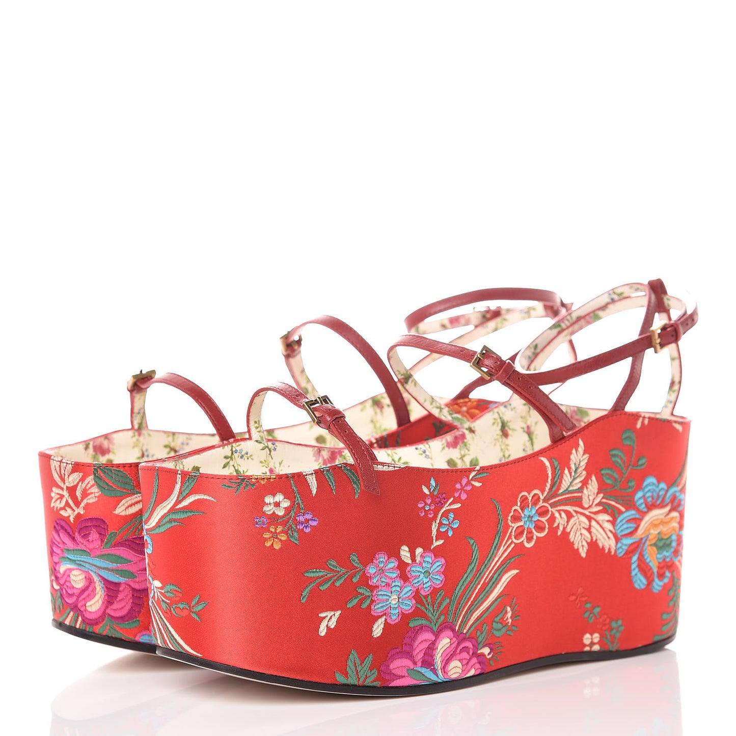 Malaga Kid Silk Hannelore Detachable Platform Slide 38 Hibiscus Red